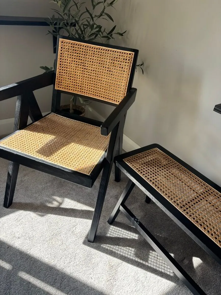 Rattan Chair & matching bench - Image 2