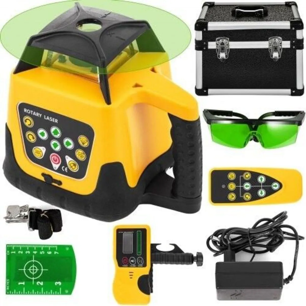 Rotary Laser Level 500m Green Beam Staff & Tripod - Image 3