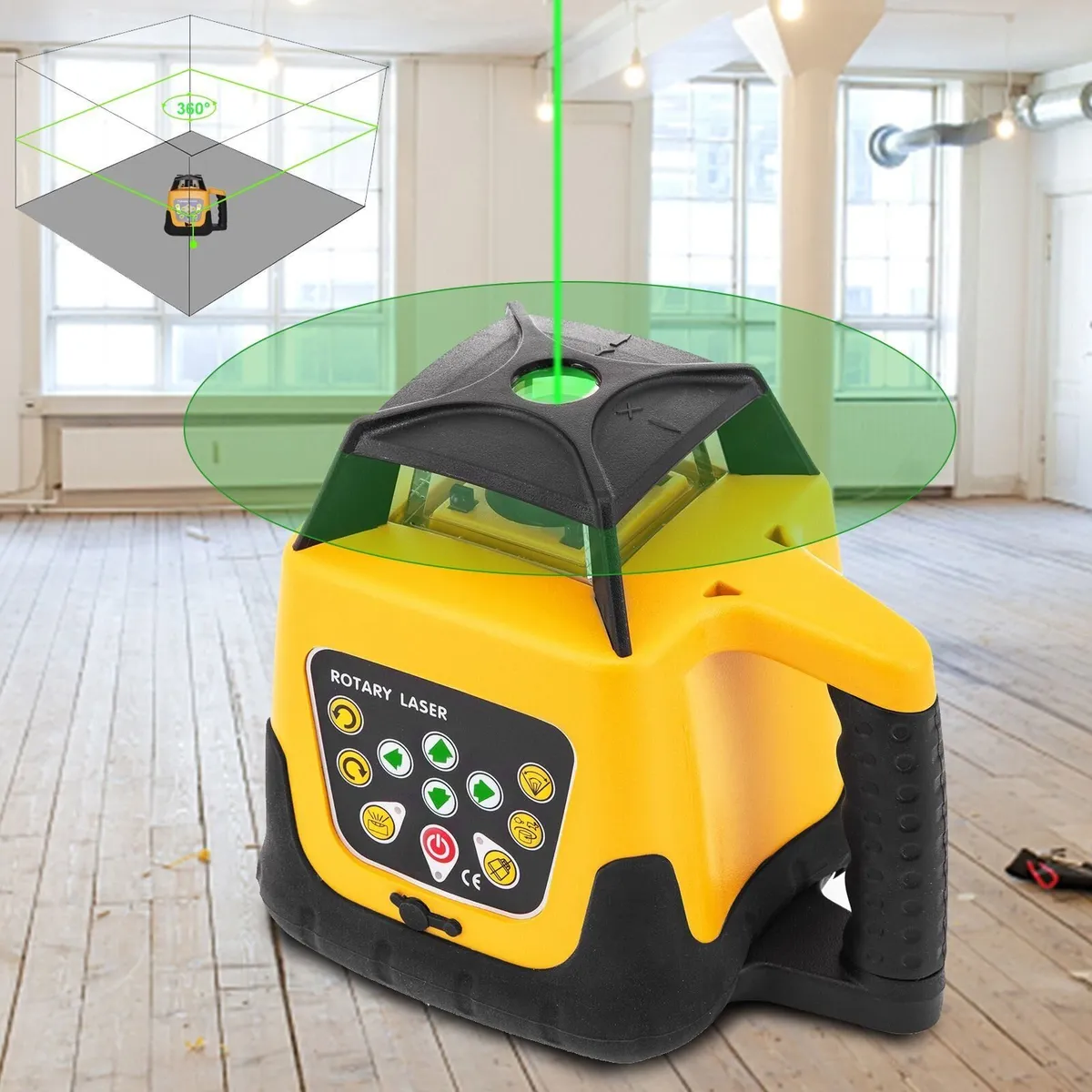 Rotary Laser Level 500m Green Beam Staff & Tripod - Image 4