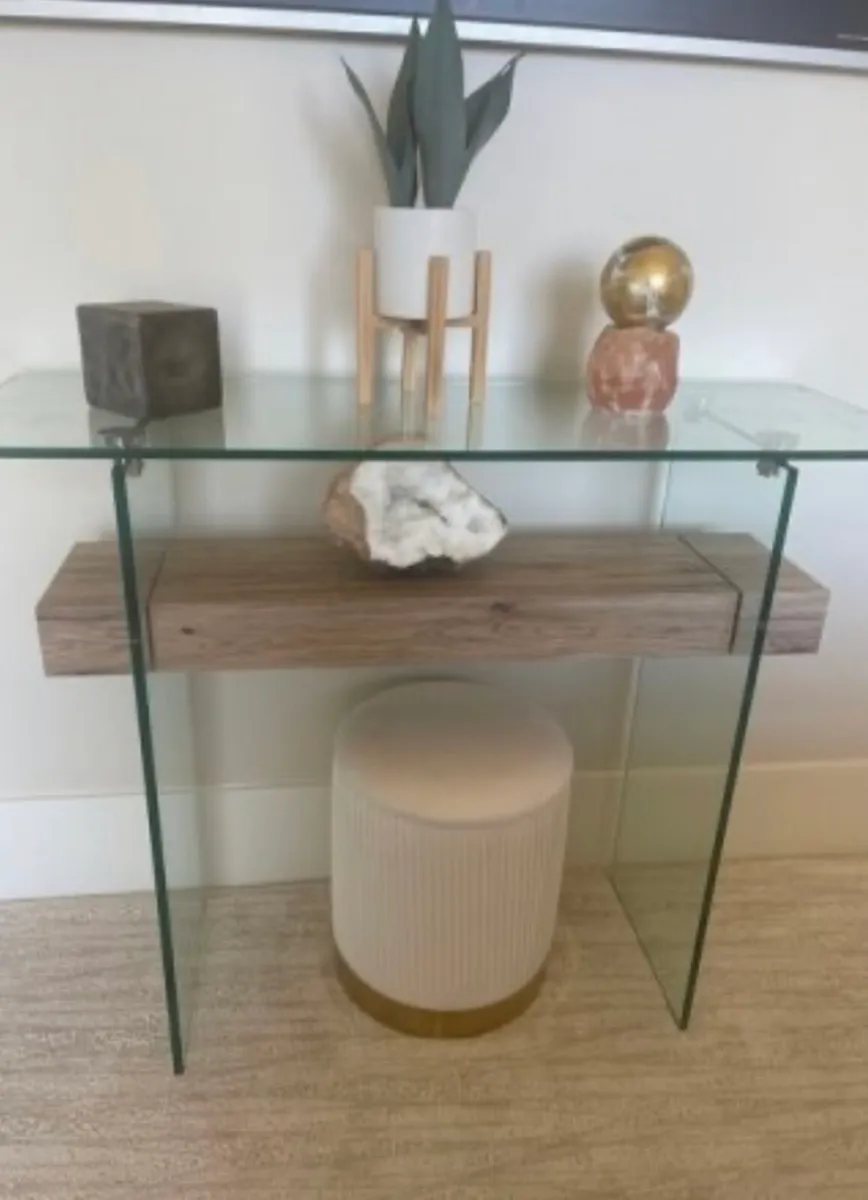 Glass + Oak Console Table - Image 1