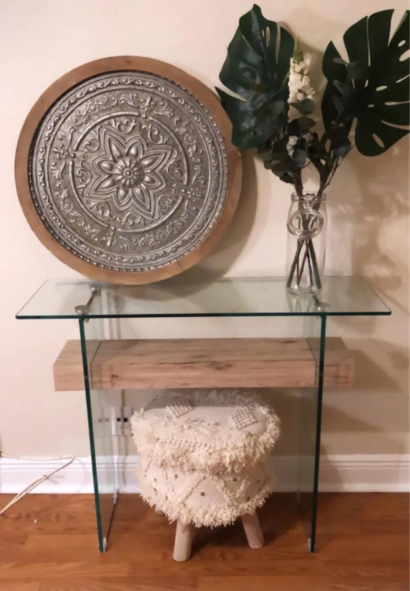 Glass + Oak Console Table - Image 2