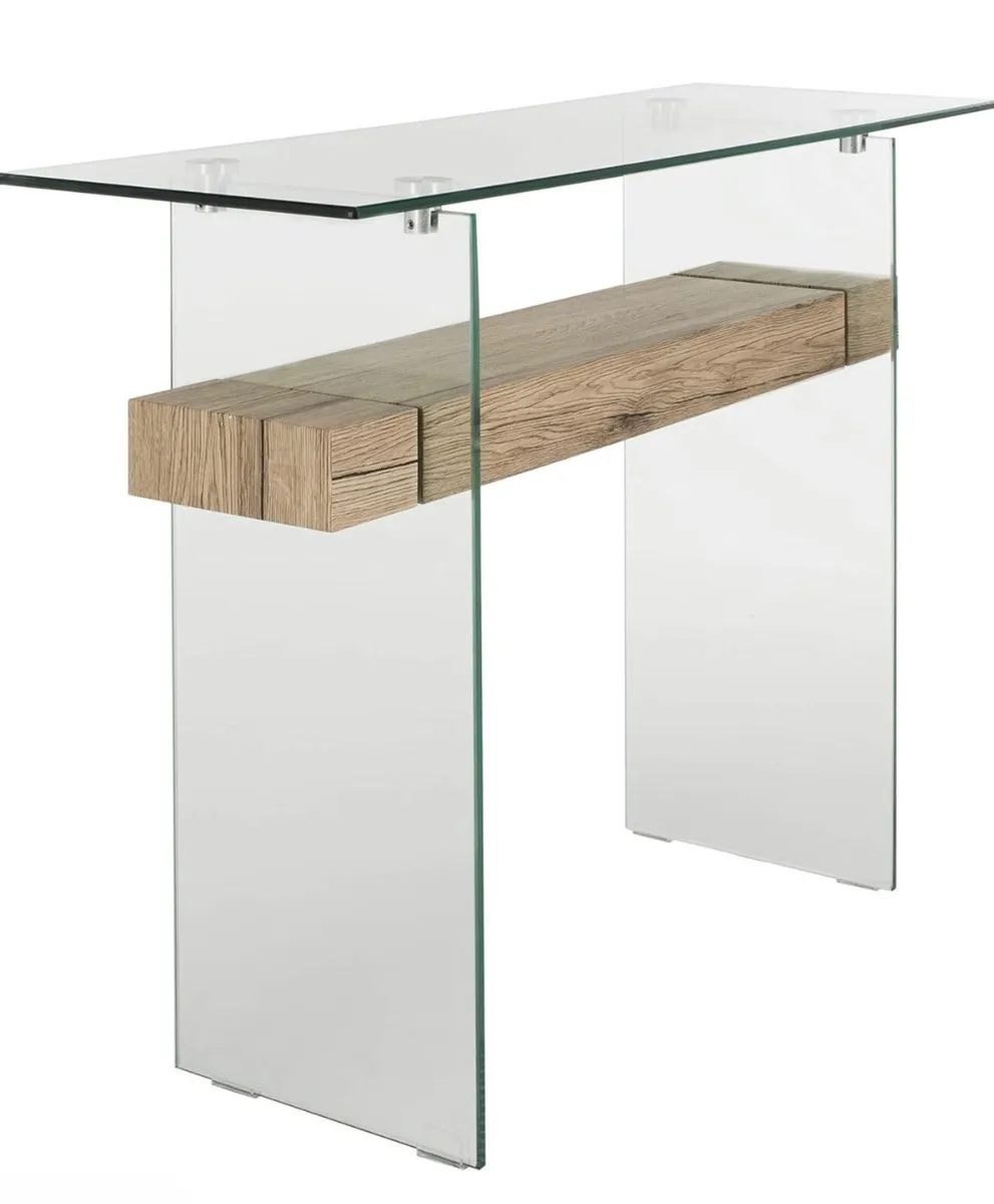 Glass + Oak Console Table - Image 3