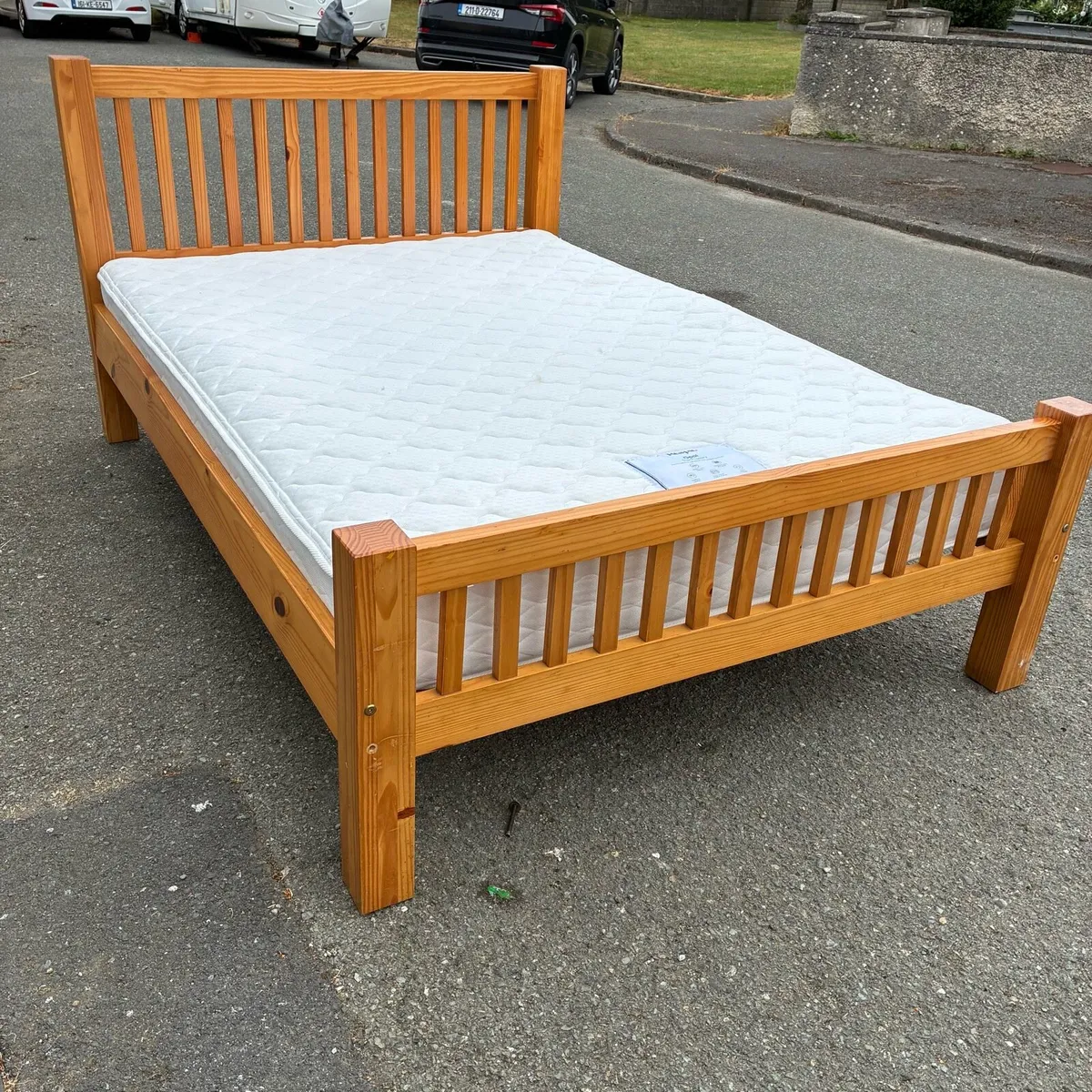 Solid Pine Double Bed frame & Respa Mattress - Image 1
