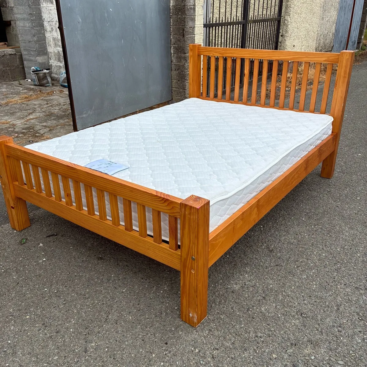 Solid Pine Double Bed frame & Respa Mattress - Image 2