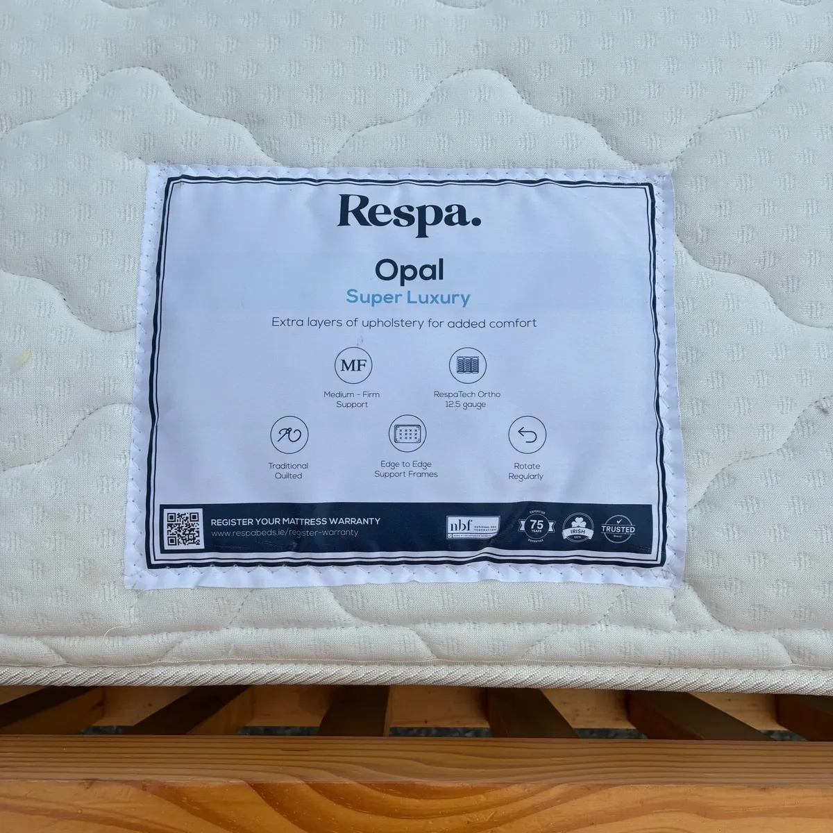 Solid Pine Double Bed frame & Respa Mattress - Image 4