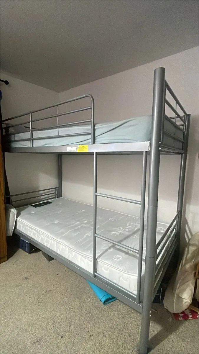 Steel frame double  bunk bed with Matresses- - Image 1