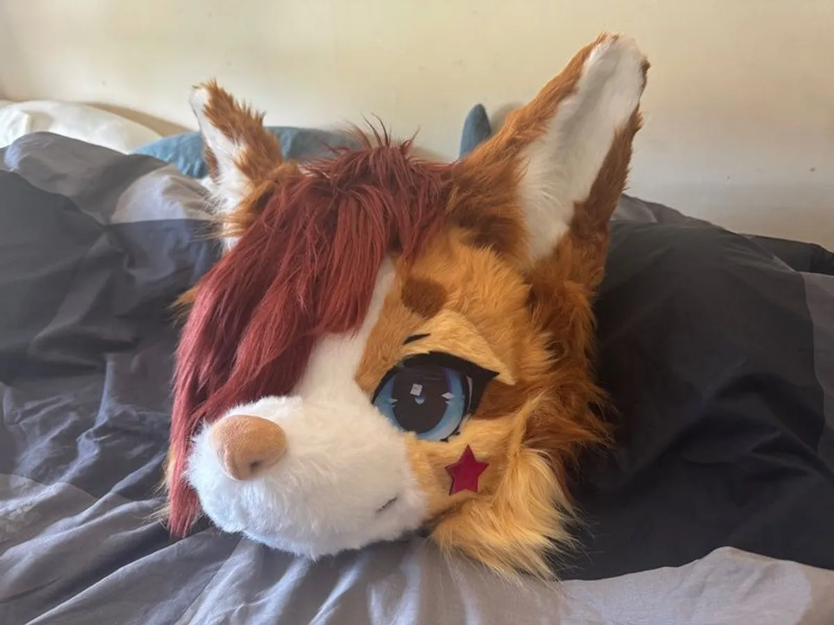 Fursuit head- posable ears and neck fur - Image 2