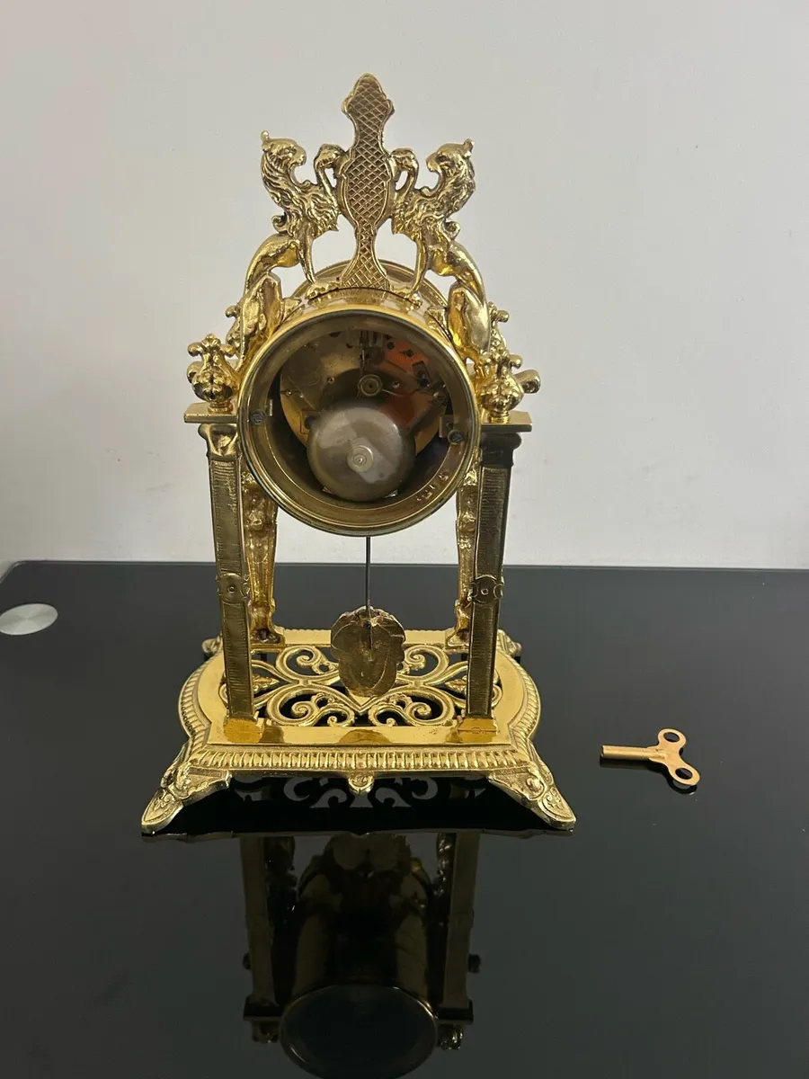 Table Clock Empire Style Gilt 1850 -1900 - Image 2