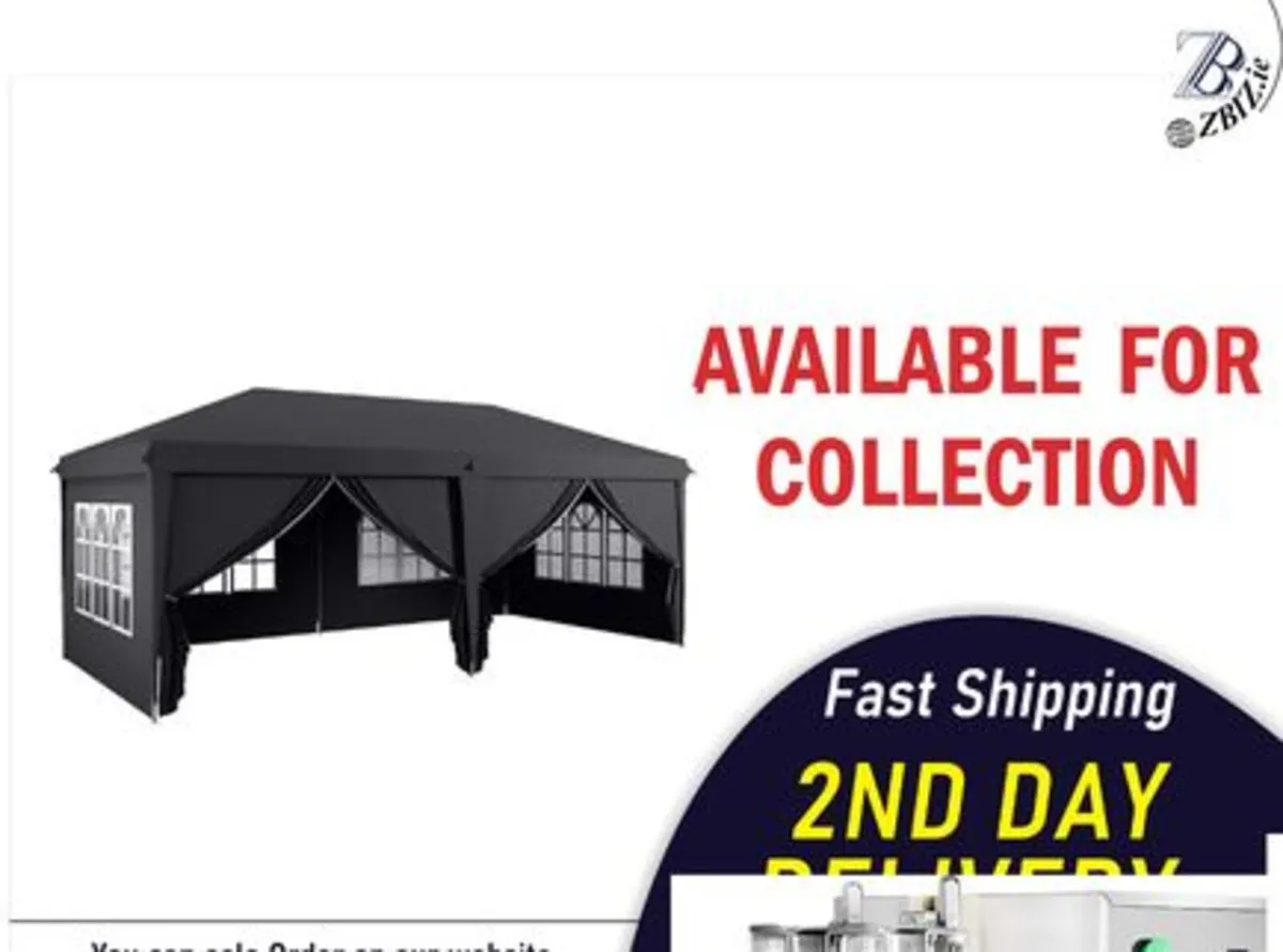 3x6m Pop-Up Gazebo with Adjustable Height (Black) - Image 1