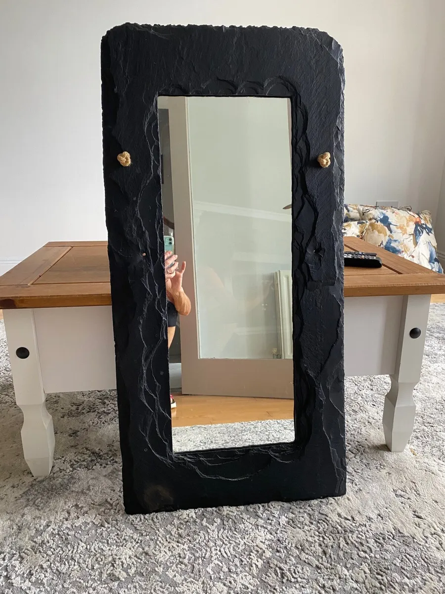 Handmade black slate mirror - Image 1