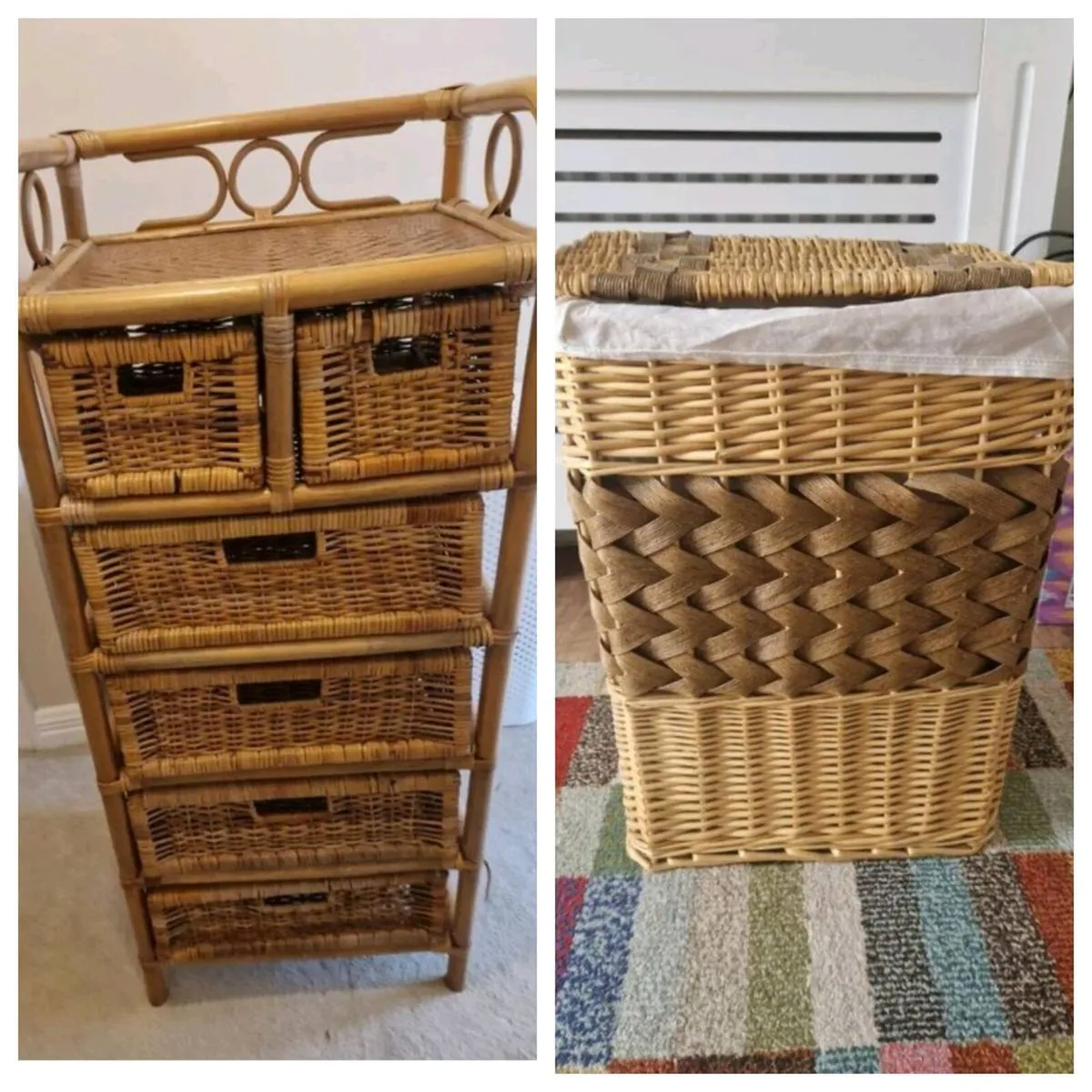 Wicker Storage Unit & Laundry Bas - Image 1