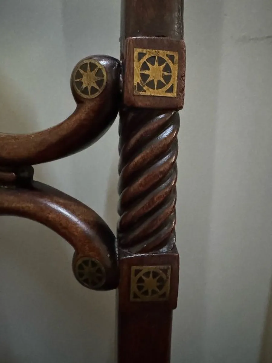 A Rare Pair of Regency Cut-Brass & Rosewood Side Chairs (c. 1820) - Celebrating 200 Years of Craftsmanship - Image 4