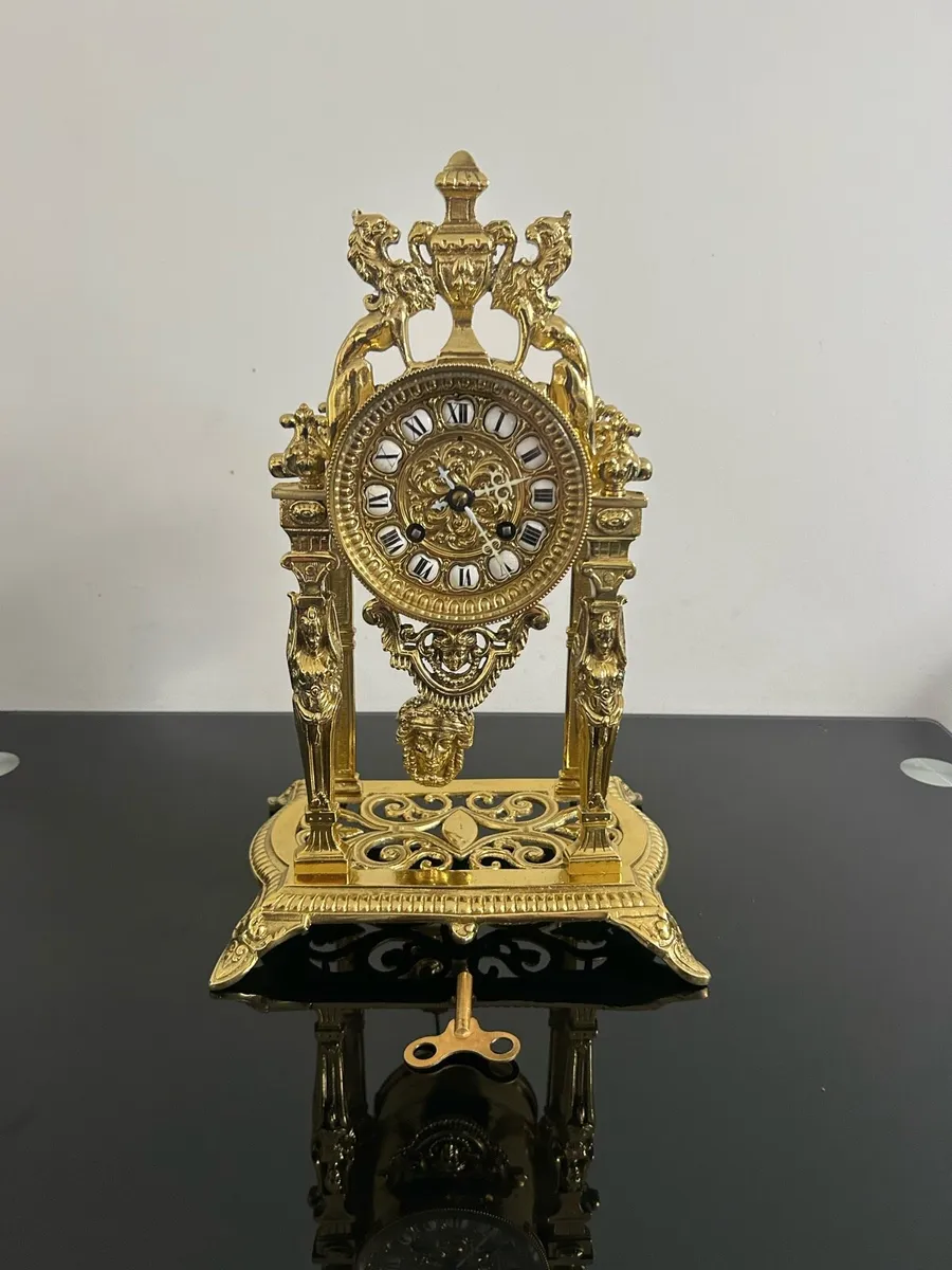 Table Clock Empire Style Gilt Bronze 1850 - 1900 - Image 1