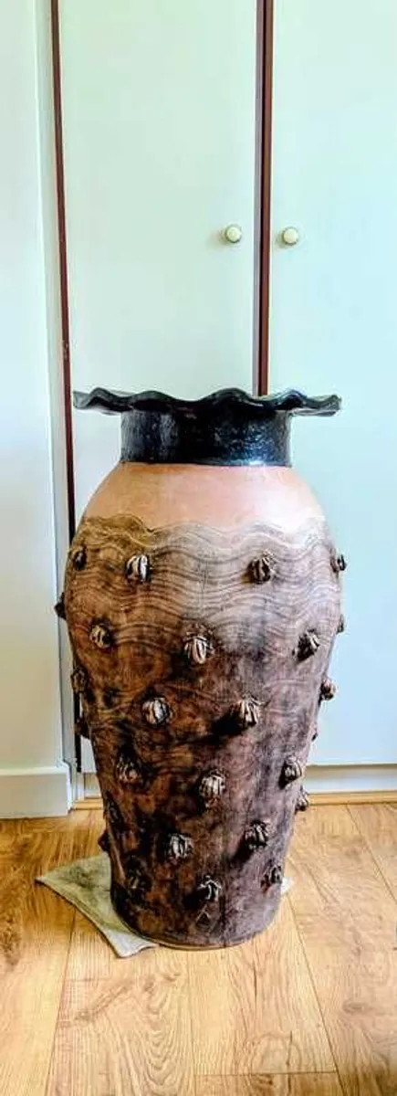 Large Vintage Irish Studio Pottery Floor Vase  Unique Hand-Built Coil Pot - Image 1