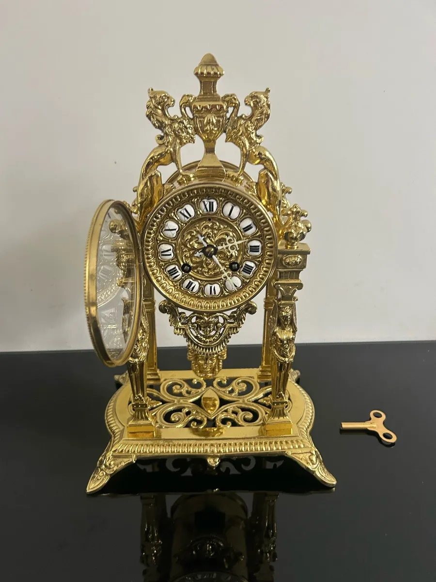 Table Clock Empire Style Gilt Bronze 1850 - 1900 - Image 4