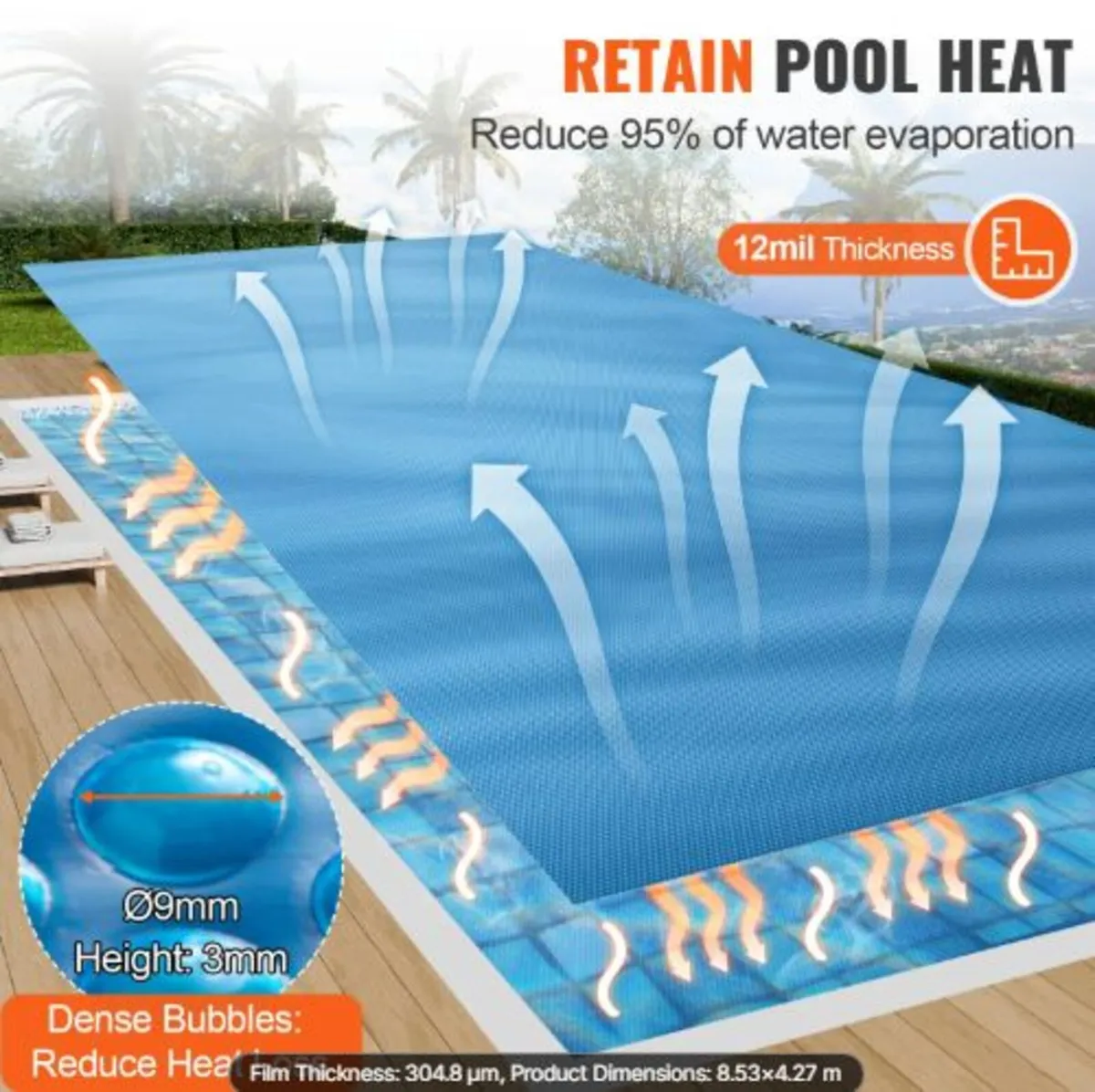 Solar Pool Cover, 28 x 14 ft Rectangle Solar Blank - Image 2