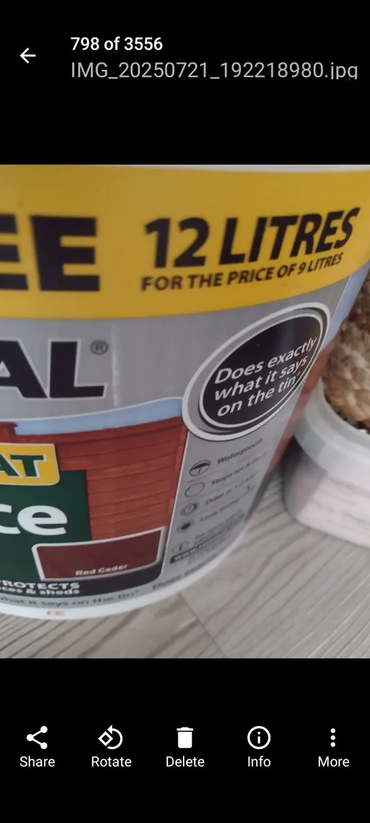 Large unopened bucket Ronseal one coat fence life - Image 2