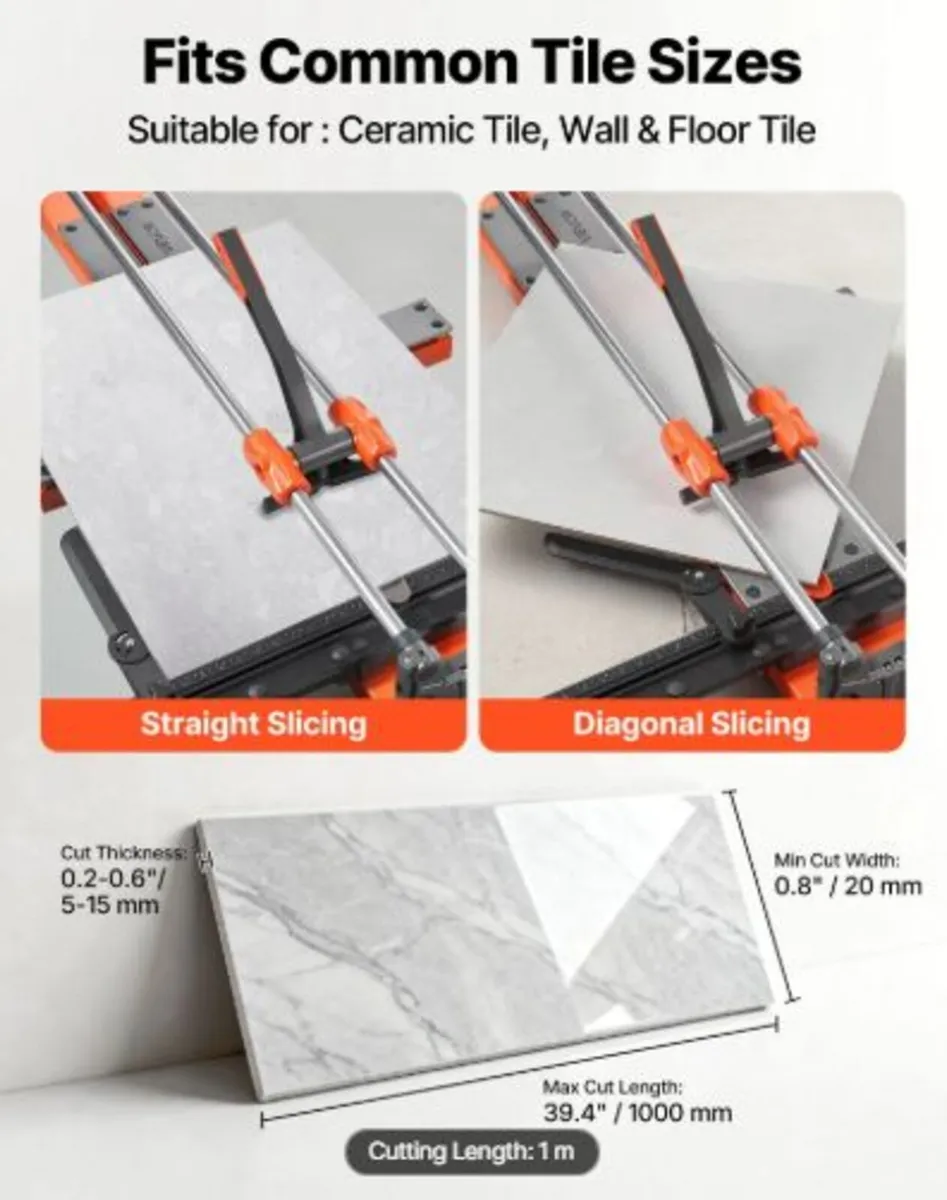 1000 mm Manual Tile Cutter, Upgraded Sliding Head - Image 2
