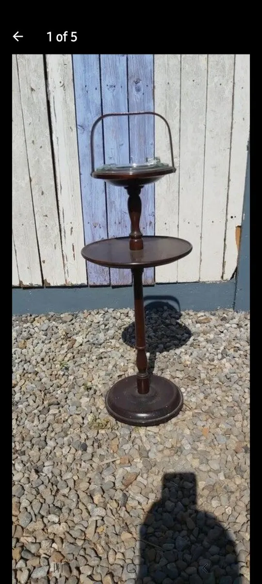 Vintage Mahogany Smoking Stand 2-Tier Side Table - Image 1