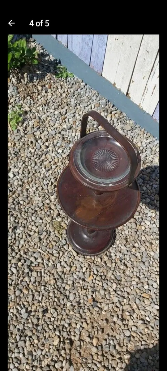 Vintage Mahogany Smoking Stand 2-Tier Side Table - Image 2