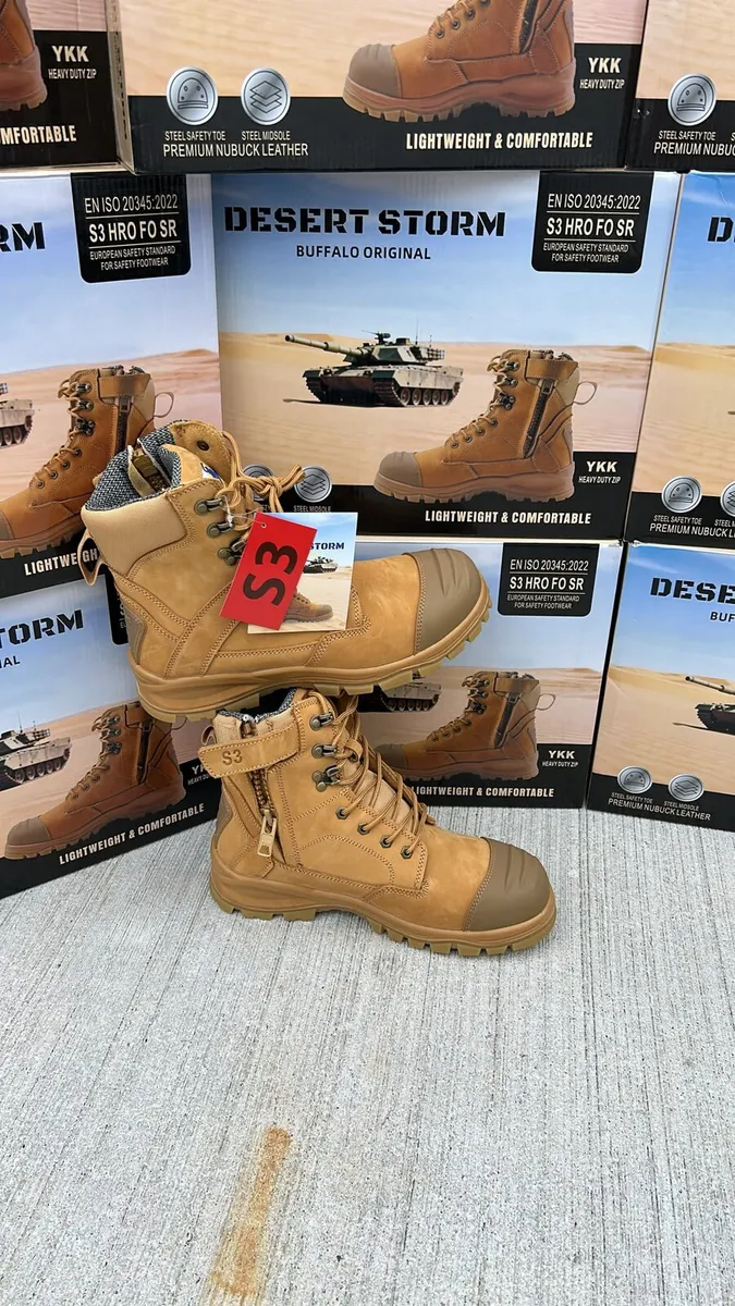 Desert Storm S3 Zip Work Boots all sizes - Image 1