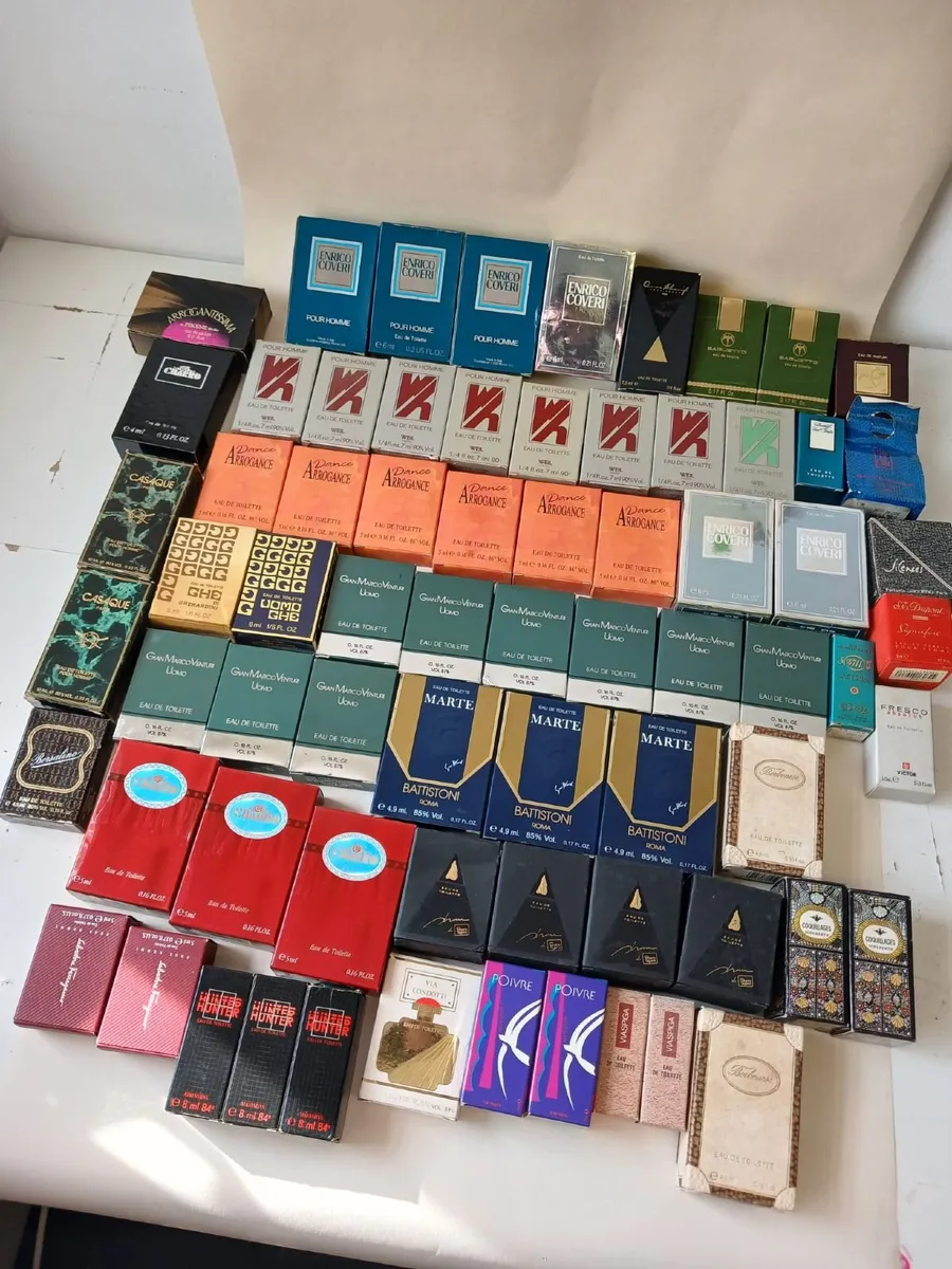 70 Vintage Sample Perfume and Cologne Bottles - Image 1