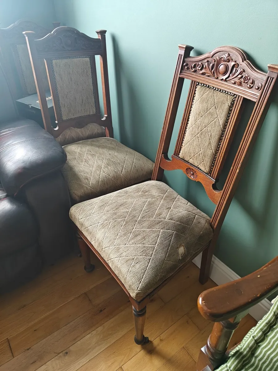 Solid wood Victorian/Edwardian chairs*4 - Image 1