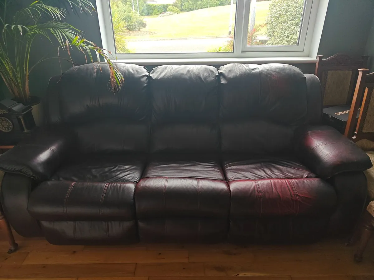 3 seater leather recliner sofa - Image 2