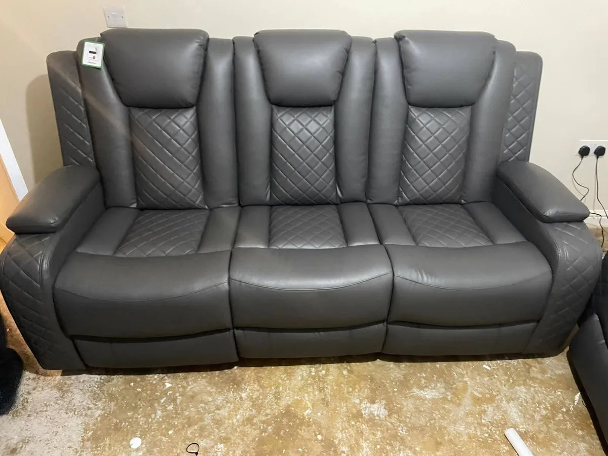 Ashbyrne Electric Leather Recliner Sofa Set - Image 3