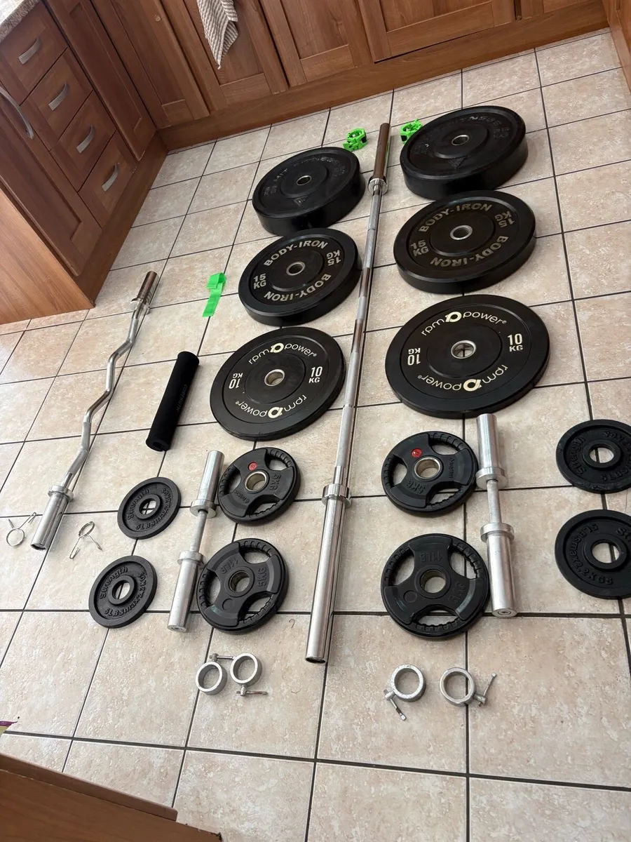 ULTIMATE OLYMPIC GYM BARS AND WEIGHTS SET!! - Image 1