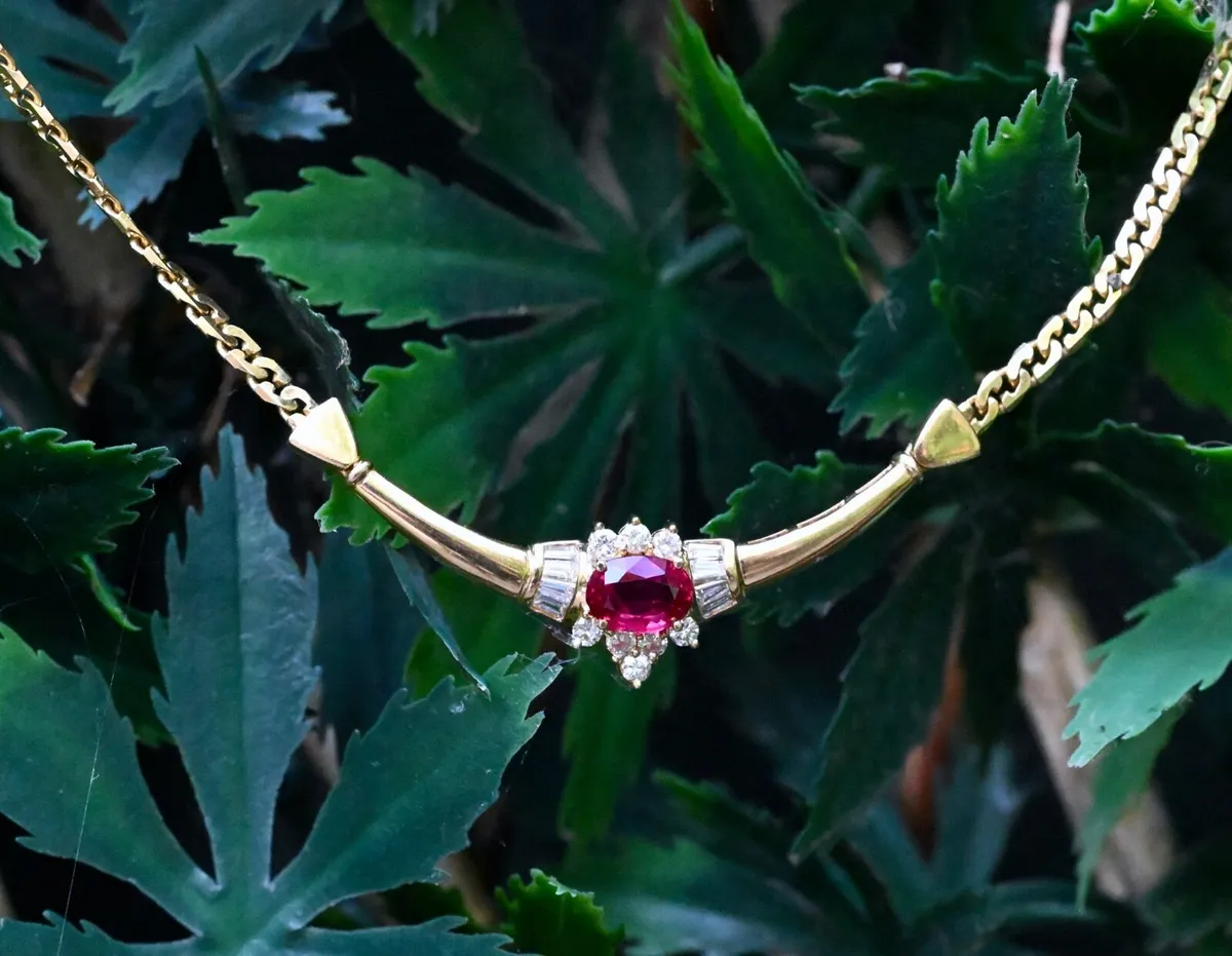 Vintage 1970s Ruby & Diamond Necklace - 18ct - Image 2