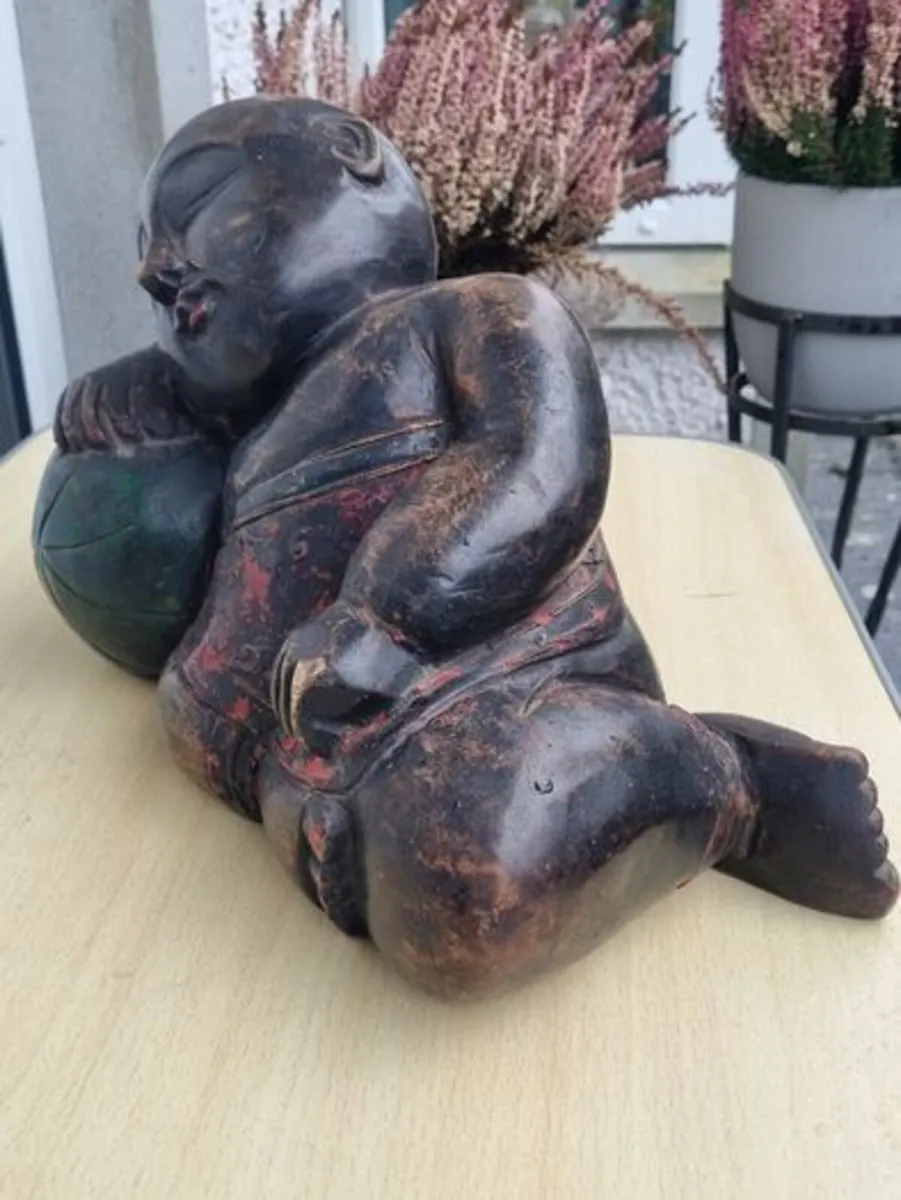 A large wooden statue of a sleeping Buddha - Image 4