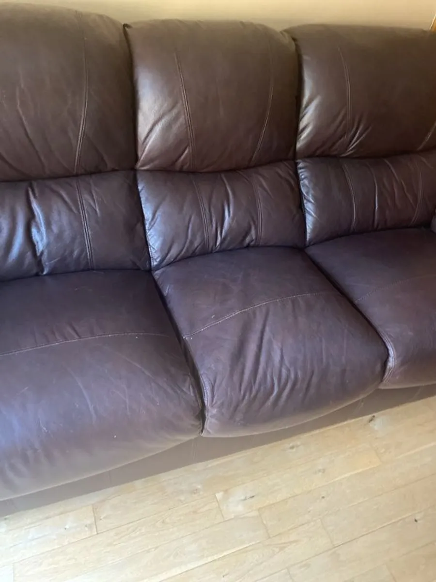 Brown leather sofa - Image 2