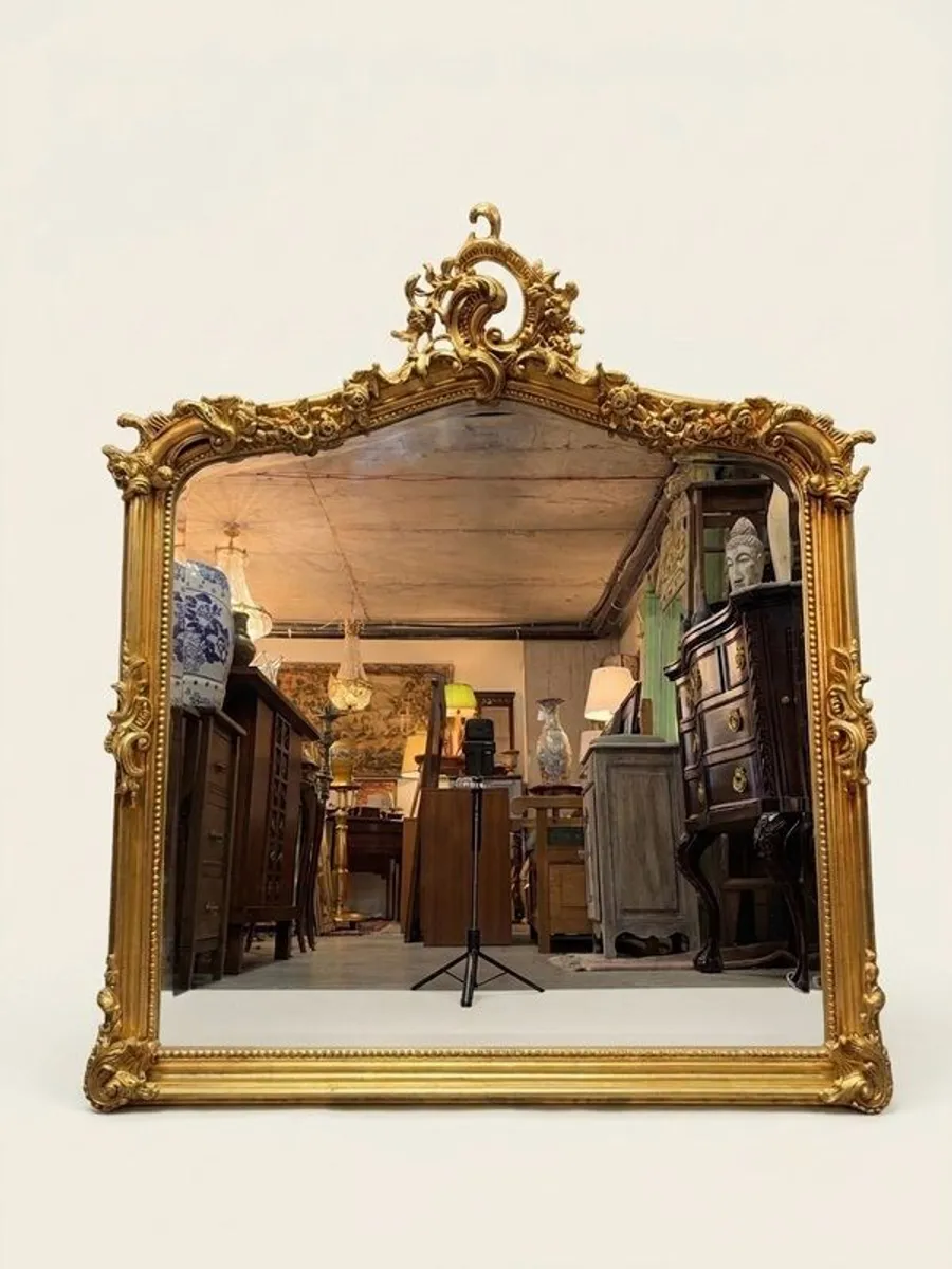 FLASH SALE ! Was 495 Now 395 ! Ornate Gilt Wood Overmantle Mirror - Image 1