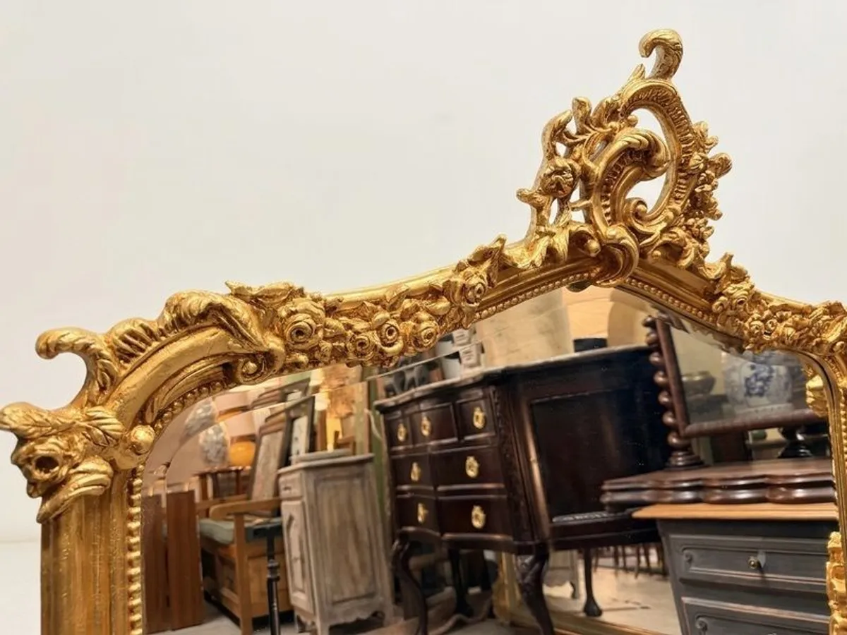 FLASH SALE ! Was 495 Now 395 ! Ornate Gilt Wood Overmantle Mirror - Image 2