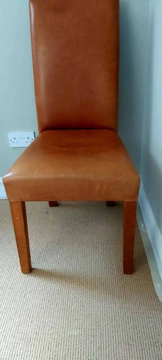 Cognac leather chairs x 4 - Image 2