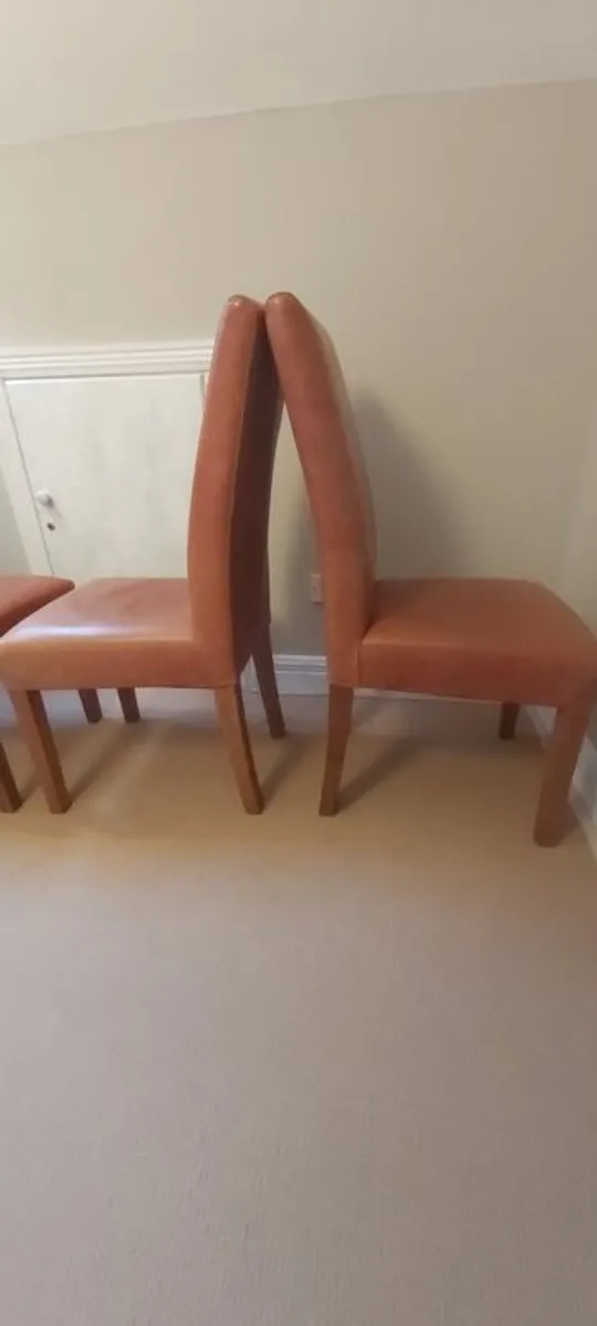 Cognac leather chairs x 4 - Image 3