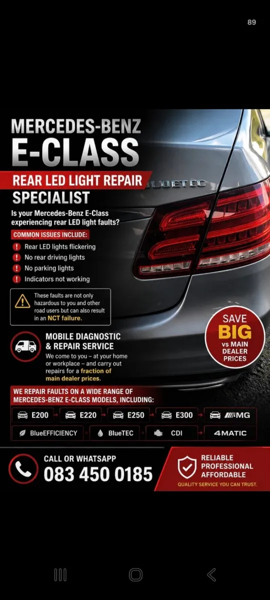 W212 E class rear light repair Mercedes Benz - Image 1