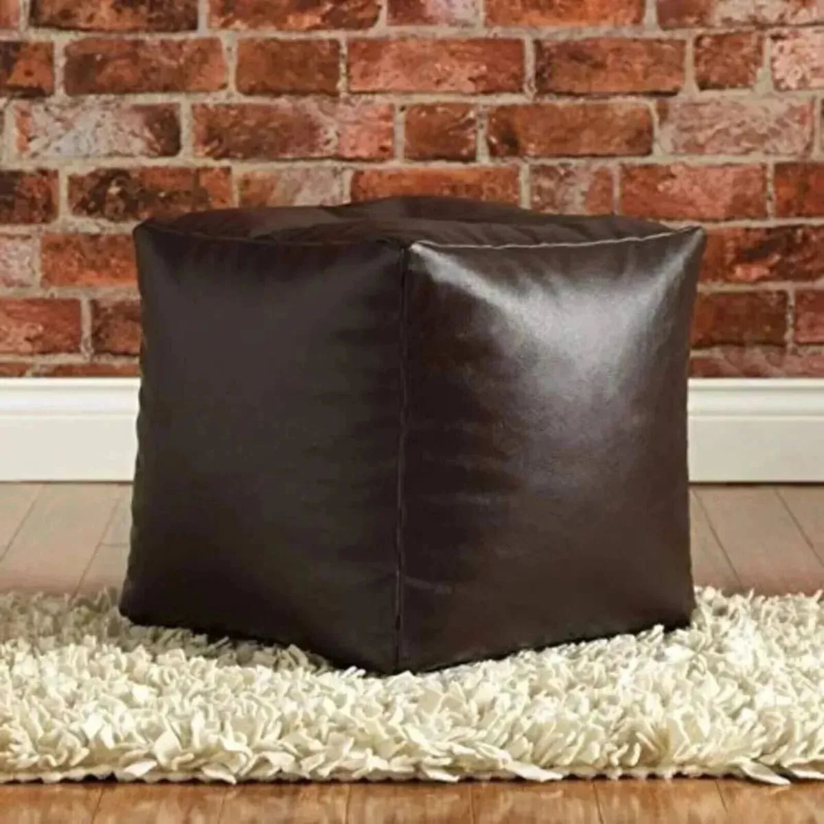 Bean Bag Ottoman Cover Brown Unfilled - Image 2