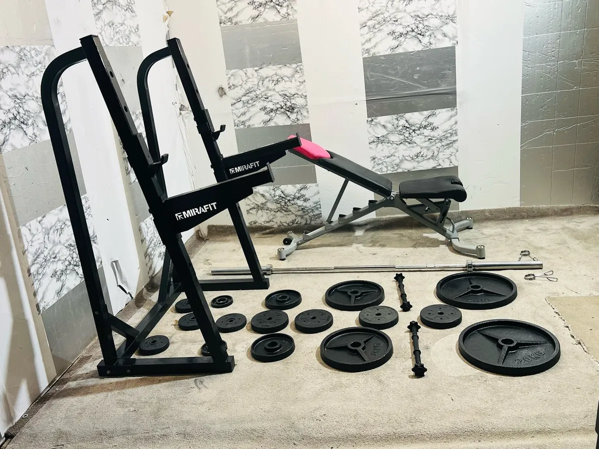 SQUAT RACK OLYMPIC WEIGHTS BENCH BARBELL DUMBBELLS - Image 3