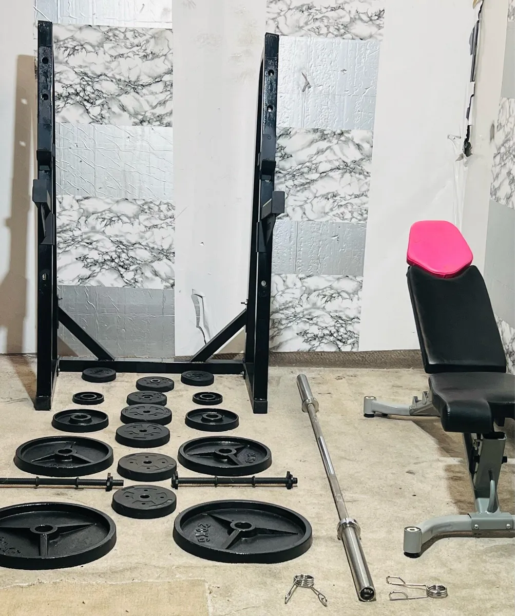 SQUAT RACK OLYMPIC WEIGHTS BENCH BARBELL DUMBBELLS - Image 4