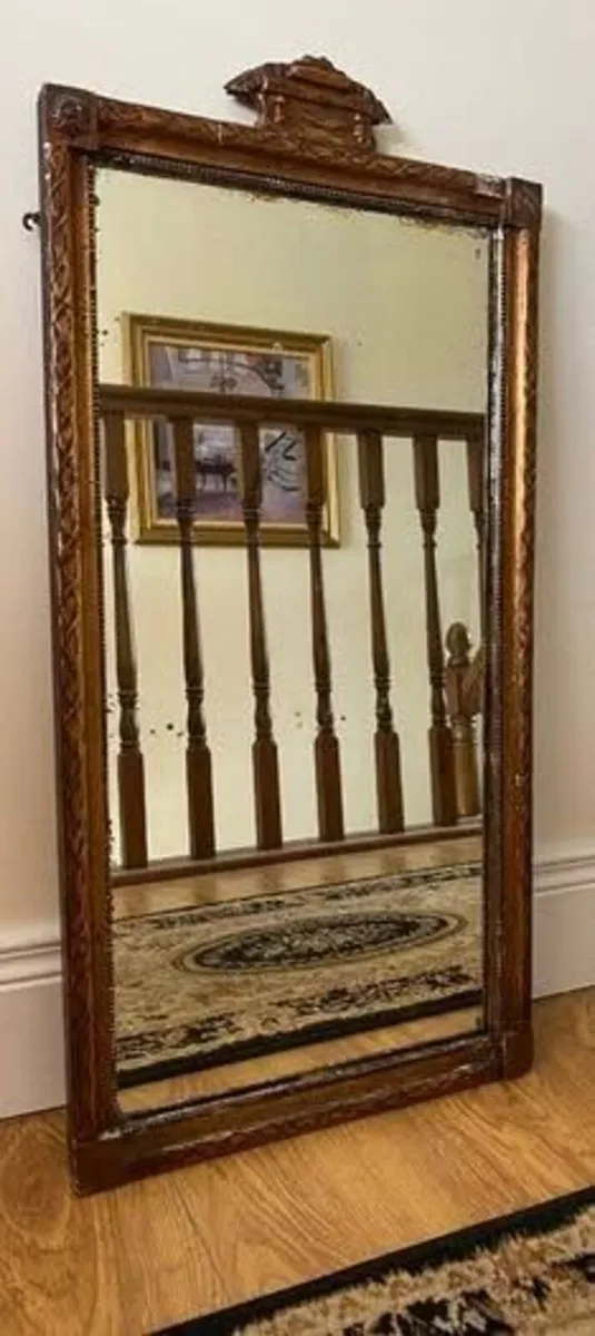 Antique Gilt & Gesso Portrait Mirror RESTO CONDIT - Image 1