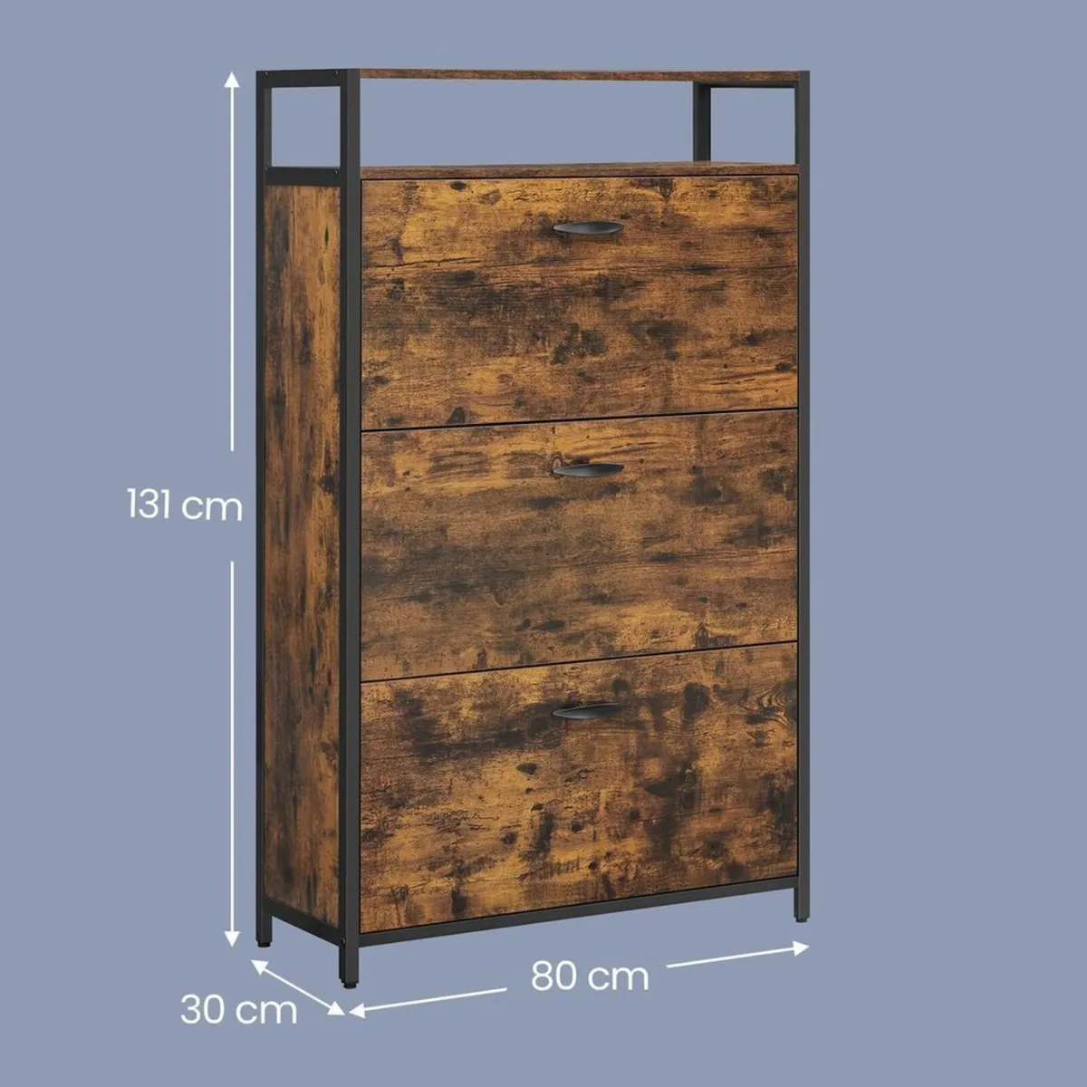 Rustic Industrial Shoe Cabinet with Adjustable - Image 3