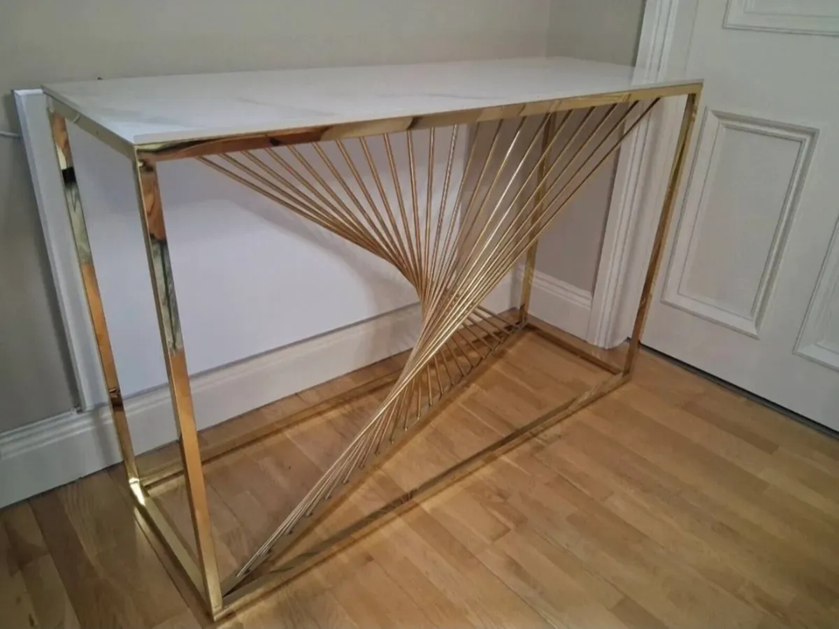 Calabria Console Table Tile / Gold Finish - Image 3