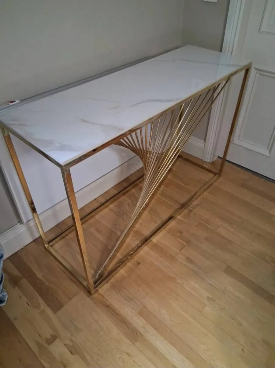 Calabria Console Table Tile / Gold Finish - Image 4