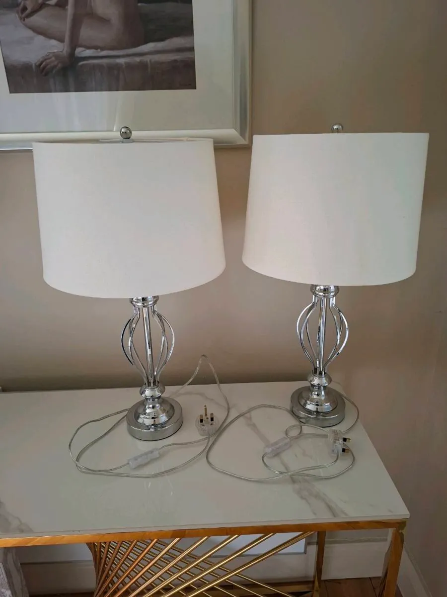 Table Lamps Large 2 Set stainless steel & led bulb - Image 3