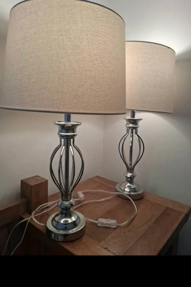 Table Lamps Large 2 Set stainless steel & led bulb - Image 1