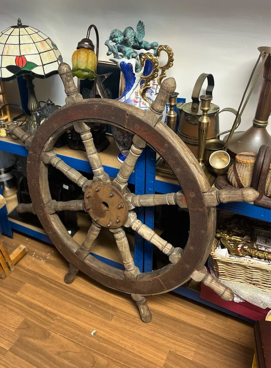 Antique ship wheel