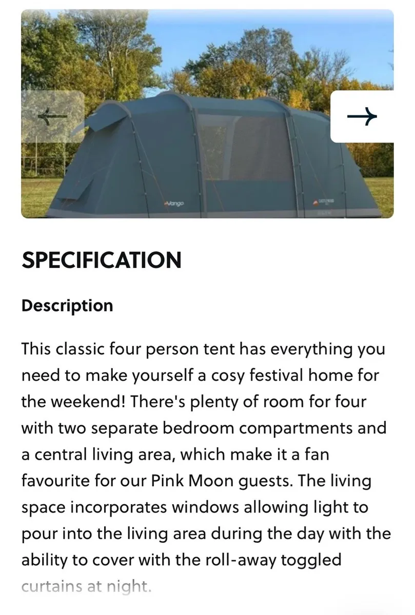 Electric Picnic - 4 Man Tent for Pink Moon - Image 1