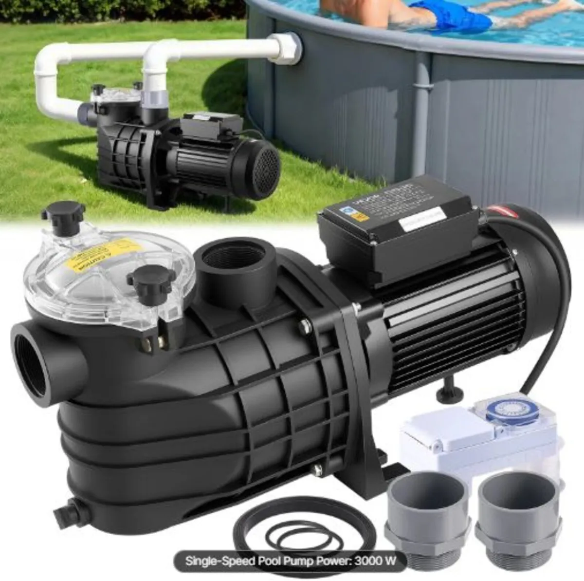 Pool Pump, 3000W, 35,000 L/H Max Flow Single Speed - Image 1
